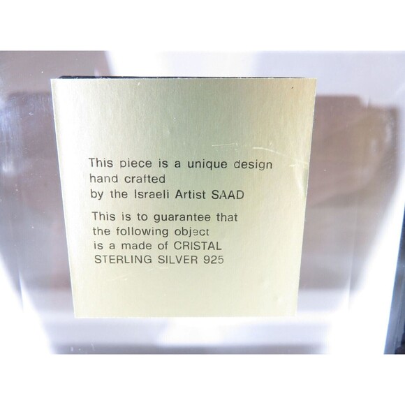 Vintage Hand Crafted by SAAD 3D Sterling Silver & Crystal Plaque Made In Israel - Picture 4 of 4